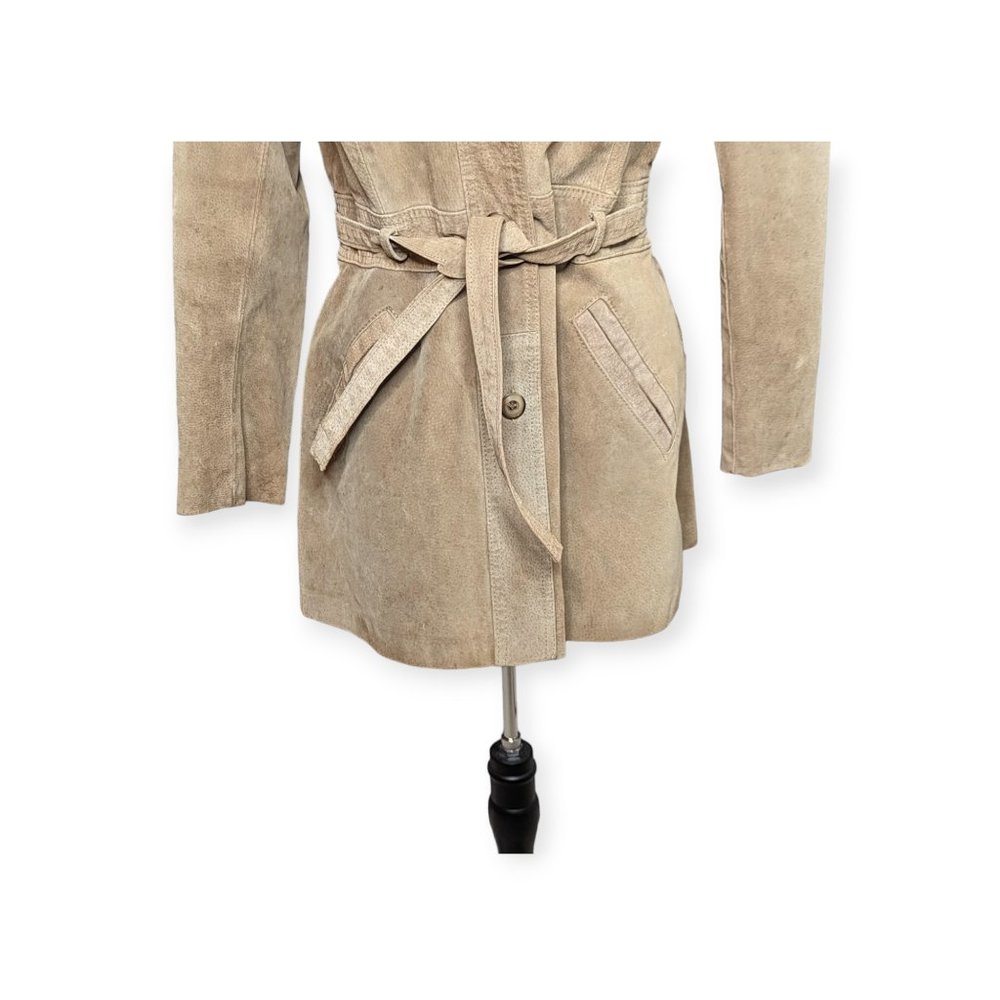 Vintage 70s Tan Faux Leather & Faux Fur Jacket Si… - image 4